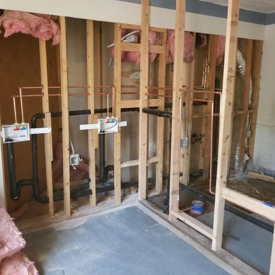 Copper pipe rough-in and plumbing installation in Middleton